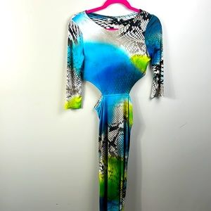 Printed Maxi Dress side cut out